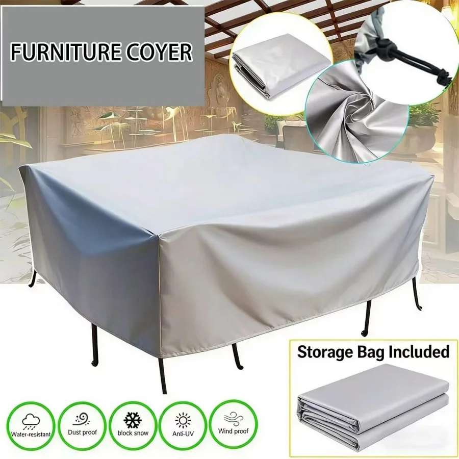 Mehrgrößige Gartenmöbel-Abdeckungen für den Außenbereich, 210D-Gewebe, Kordelzugverschluss, geeignet für Gartenmöbel-Abdeckungen im Freien.