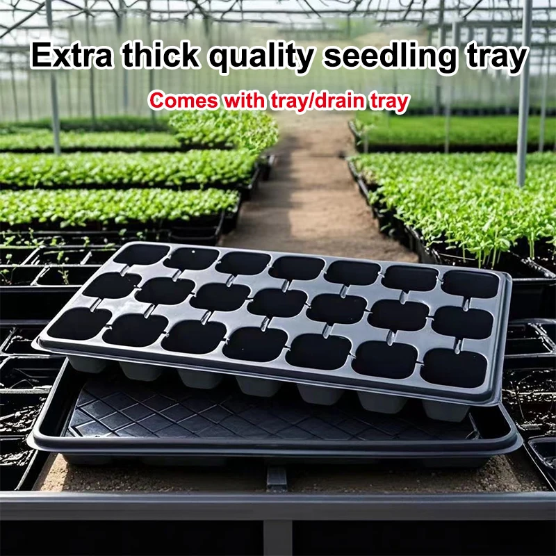 【Nice】 10 Stück Setzlingsschalen aus Kunststoff, Keimschalen für den Garten, schwarzer Setzlingsbehälter, Gartenzubehör für Gemüse und Blumen Image
