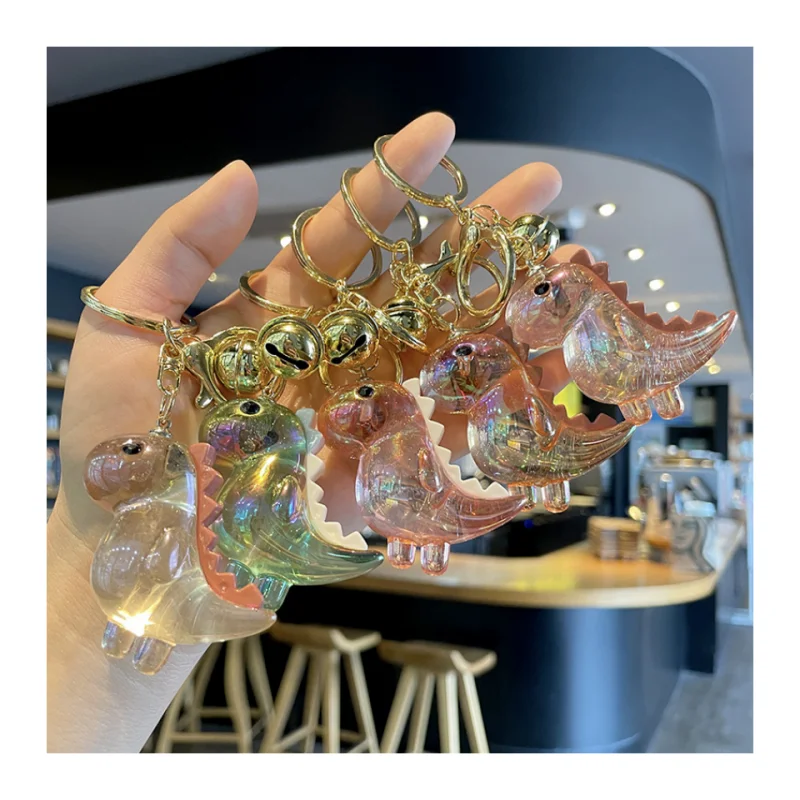 Portachiavi di drago di cristallo carino all'ingrosso portachiavi in acrilico colorato portachiavi creativo 3D dinosauro ciondolo portachiavi borsa per auto