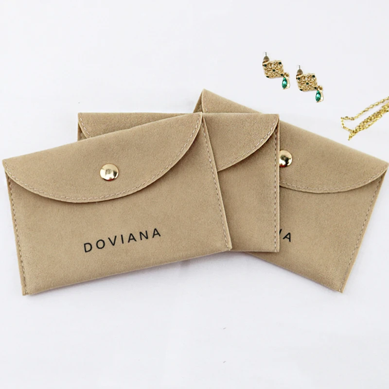 Sacchetto in Velluto Personalizzato con Logo Piccola Borsa in Velluto per Gioielli con Chiusura a Busta e Bottone a Pressione Sacchetto Antipolvere per Gioielli