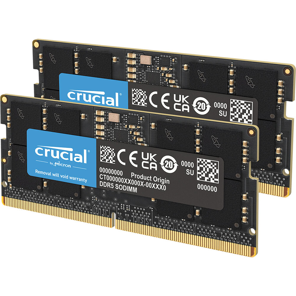 Crucial Used 32GB Laptop DDR5 5600 MHz SO-DIMM Memory Kit (2 x 16GB) CT2K16G56C46S5