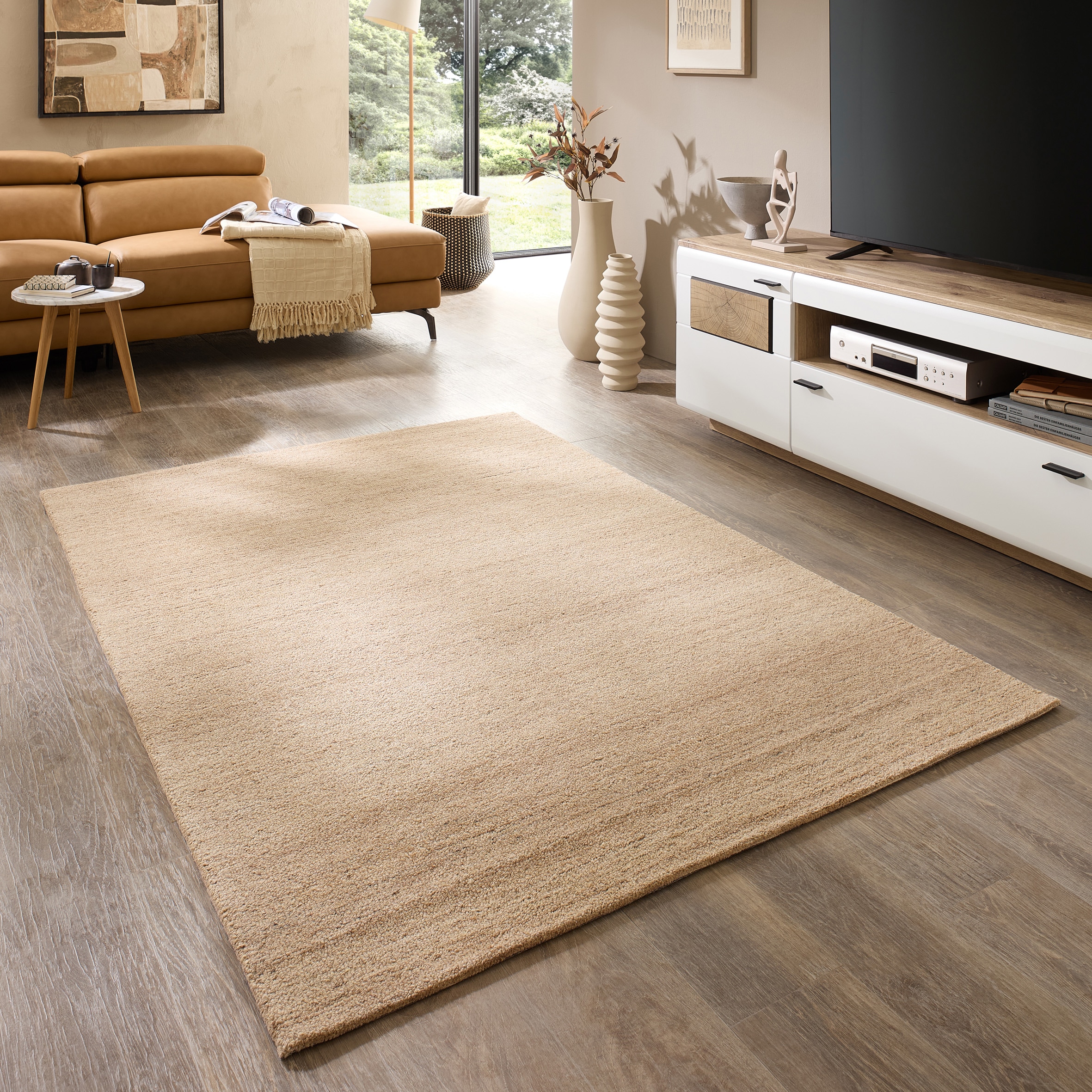 Wollteppich THEKO "Origin Loop Uni", sand, B:250cm H:10mm L:300cm, Schurwolle, Teppiche, handgetuftet, reine Schurwolle, Unifarben Image