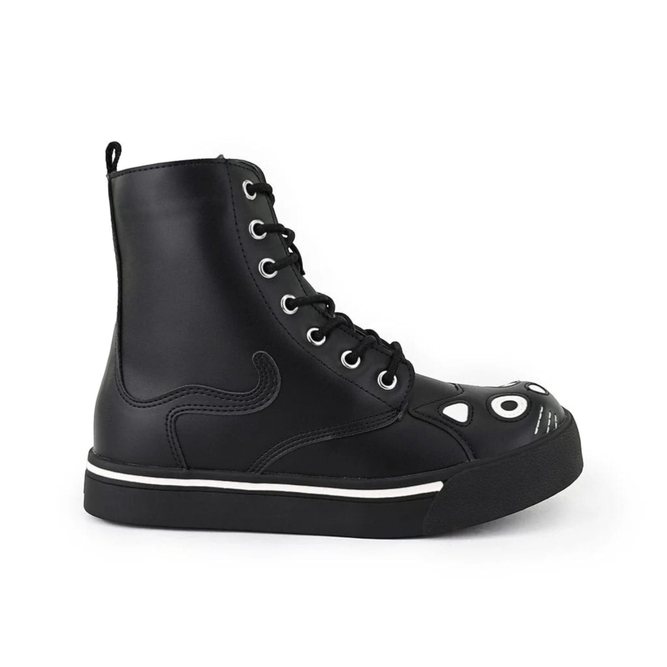TUK Damen-Sneaker „Kitty“ aus schwarzem Kunstleder – A6570L