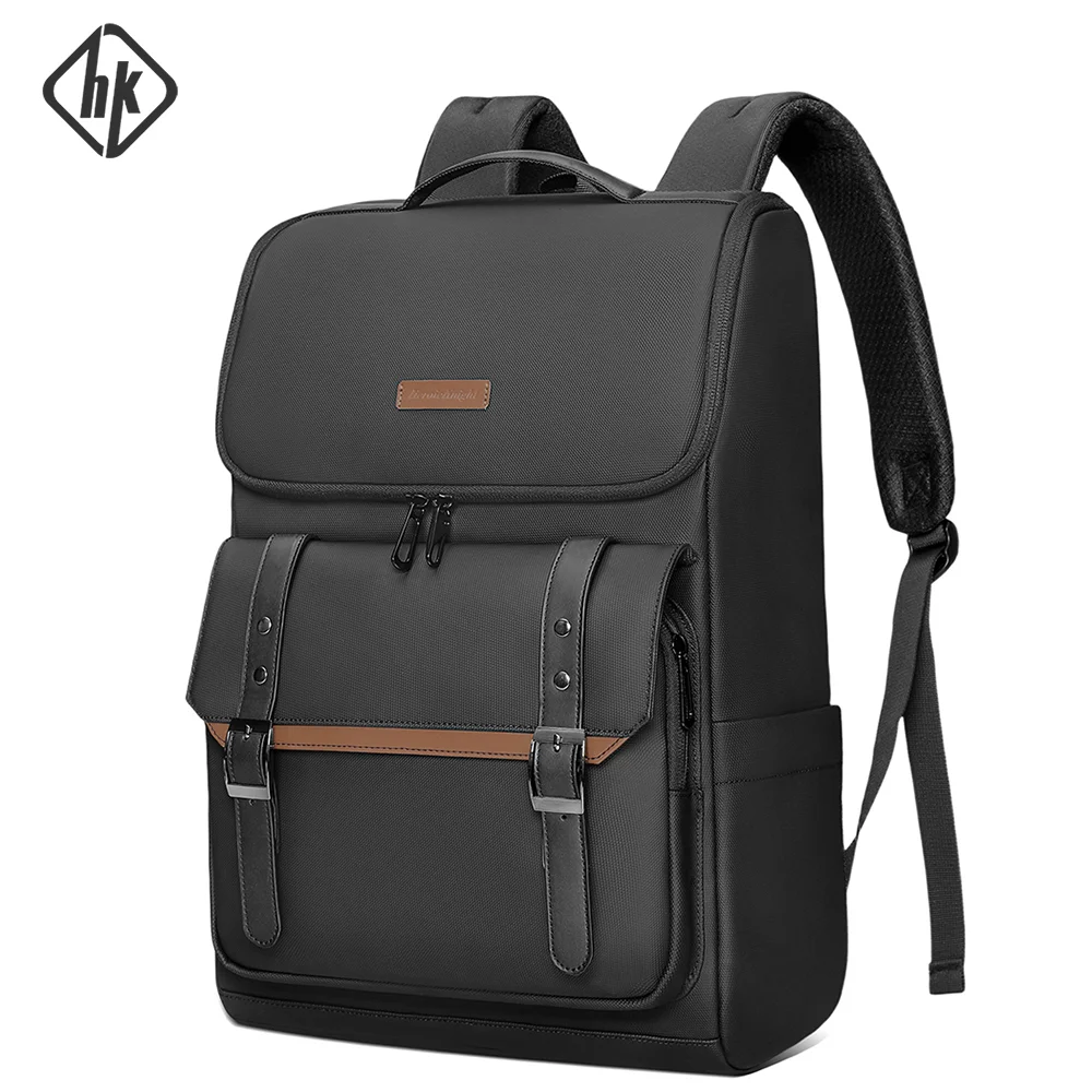 Zaino per laptop HK Vintage da 17,3 pollici, zaino da viaggio antifurto da uomo, borsa impermeabile per computer da lavoro, zaino da giorno per l'università, da uomo