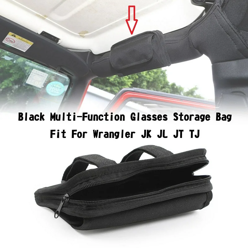 Misura per Jeep Wrangler TJ JK JL JT Roll Bar Grab Handle porta occhiali da sole borsa portaoggetti borsa portaoggetti per occhiali