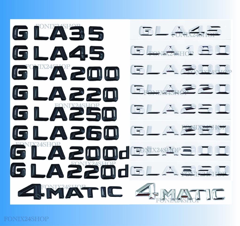 Emblema Mercedes Classe GLA con lettere GLA35 GLA45 GLA180 - GLA550 Logo cromato/nero stile 3D ABS Stemma posteriore per bagagliaio CDI d AMG 4Matic B