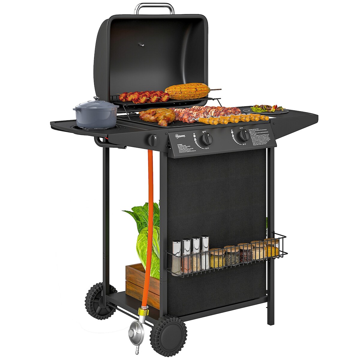 Outsunny-Gasgrill-107L x 54B x 96H cm-Schwarz Image