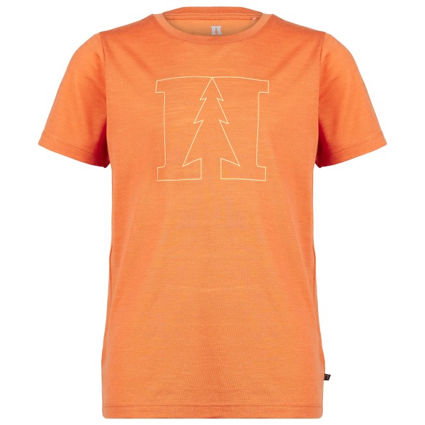 Heber Peak - Kid's MerinoMix150 PineconeHe. Print T-Shirt - Merinoshirt Gr 116 orange
