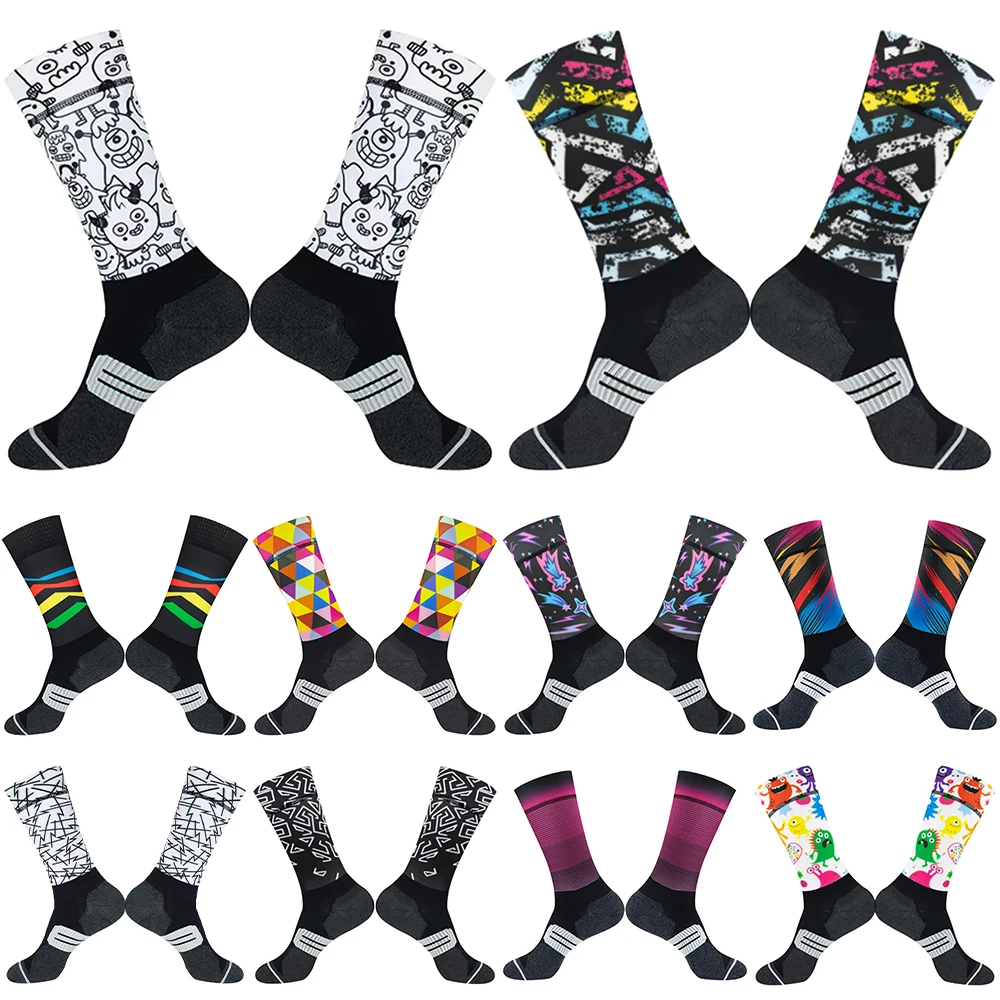 Chaussettes de vélo professionnelles pour hommes et femmes, chaussettes de sport à compression anti-bicyclette, chaussettes de sport de rue, chaussettes de cyclisme de course