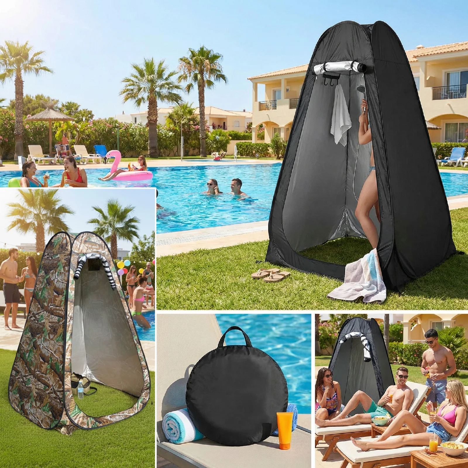 Tragbares Pop-Up-Privatsphäre-Zelt für Outdoor-Dusche Camping-Toilette Regenschutz Einfacher Aufbau Faltbar mit Aufbewahrungstasche