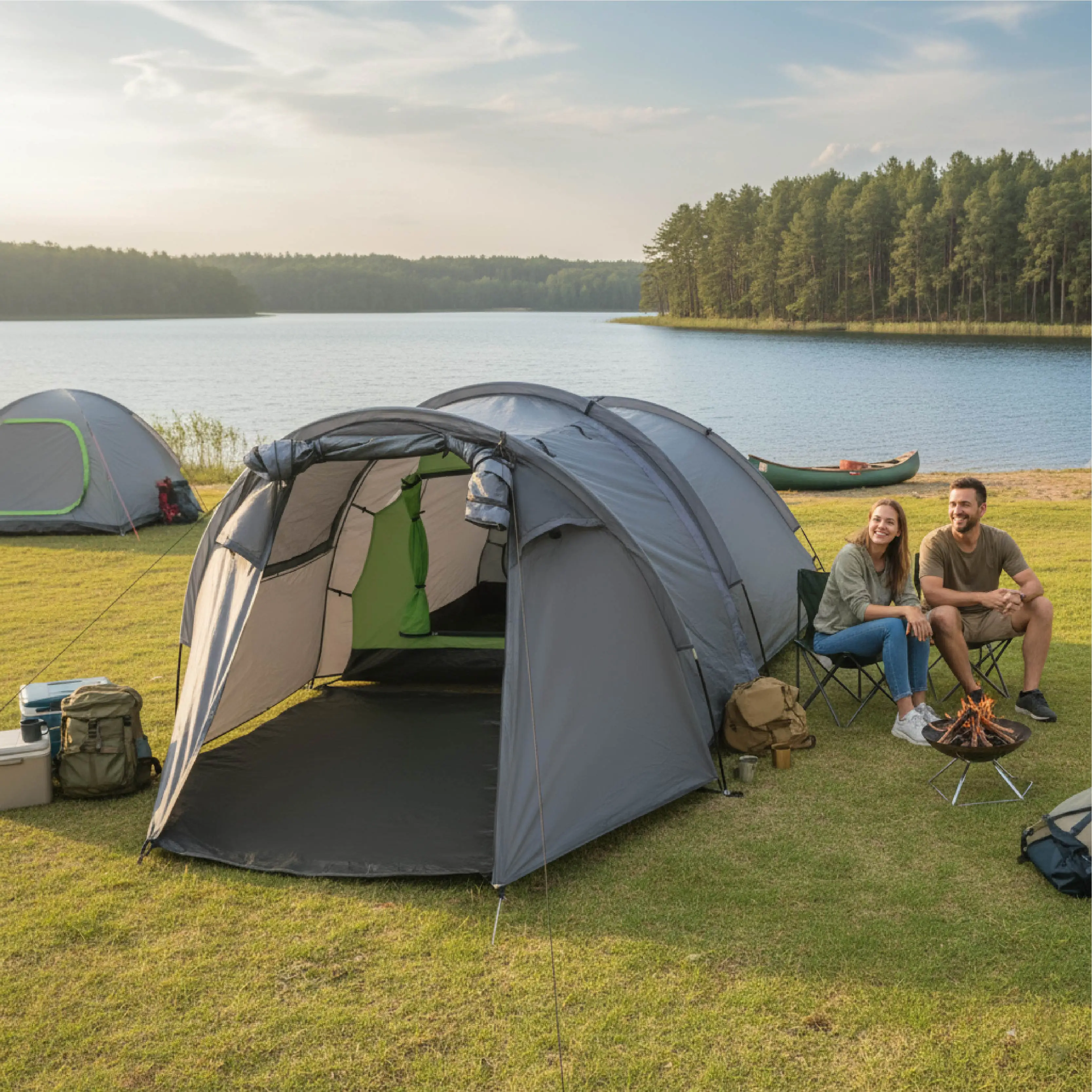 Geräumiges Tragbares Zelt Familien-Campingausrüstung Einfacher Aufbau Outdoor-Wochenendausflüge Großraum-Campingunterstand Image