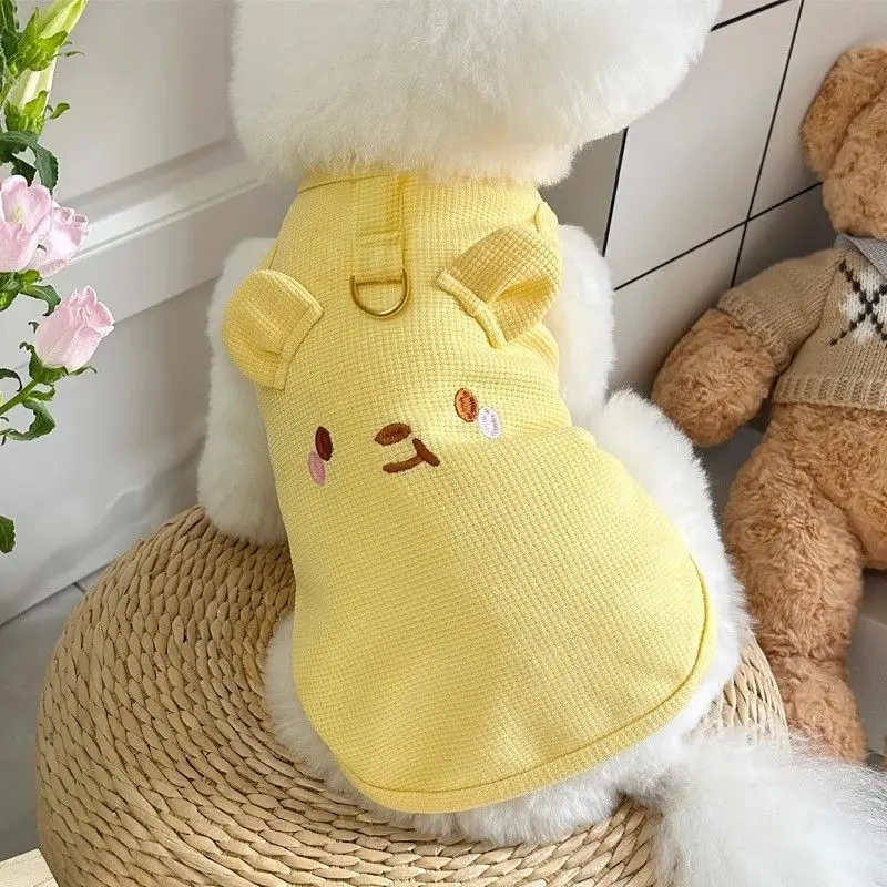 Sommerliche neue Hundekleidung für Teddy, Pomeranian und andere kleine Hunde: Dünne, atmungsaktive Weste mit Leinenhalterung Image