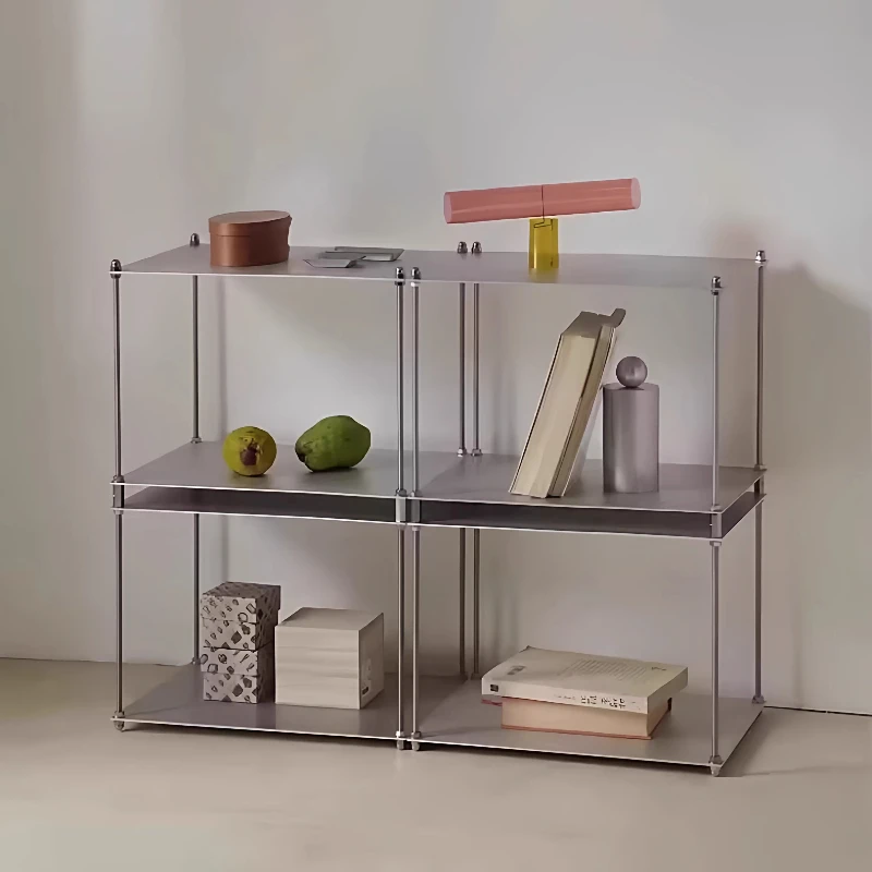 Edelstahl-Aufbewahrungsregal Bauhaus Modulares Fächerförmiges Bodenregal Wohnzimmer Nachttisch Bücherregal Kantenregal Beweglicher Kaffeetisch
