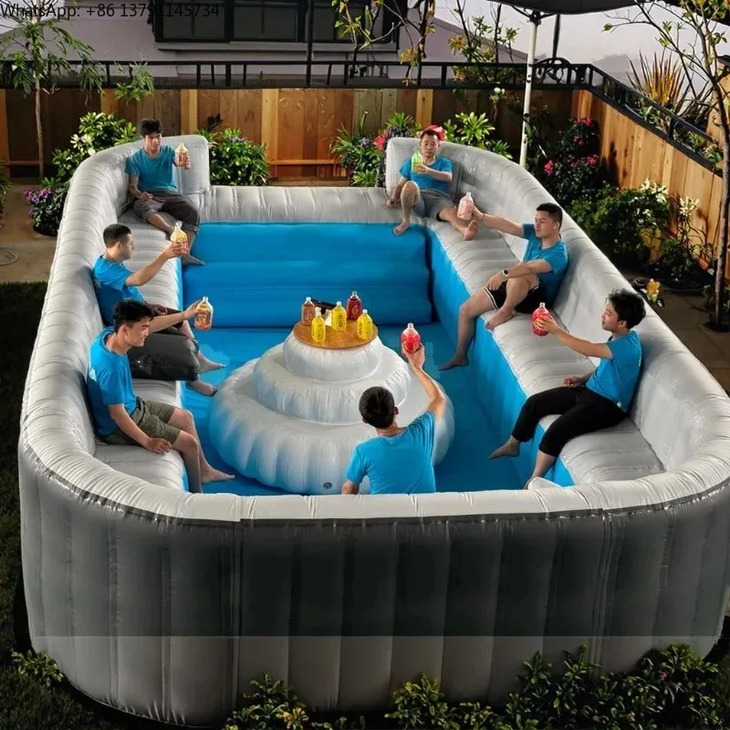 Kommerzielles, individuell anpassbares aufblasbares Sofa für den Pool – Tragbare Schwimmliege für Partys – Komfortables Wassersofa Image