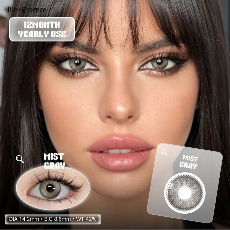 Bio-essence Farbige Kontaktlinsen Blaue Farbige Pupillen Natürlicher Look Braune Augenlinsen Graue Linsen Kosmetik für Frauen Schönheit Jahreslinsen Image