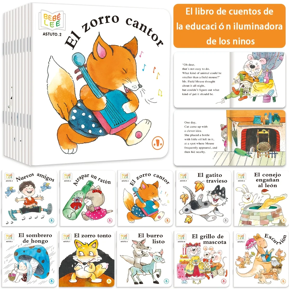 10 Bücher, spanisch-englische, zweisprachige Bilderbücher für Kinder, niedliche Tiergeschichten für Kinder, frühes Lesen, pädagogische Bücher für Kleinkinder