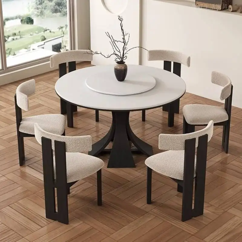 Runde Esstische für Restaurants, weiße Dekoration, kleine Esstische für die Küche, kleine Esstische für Zuhause, Petite Center Mesas De Comedor Möbel Image