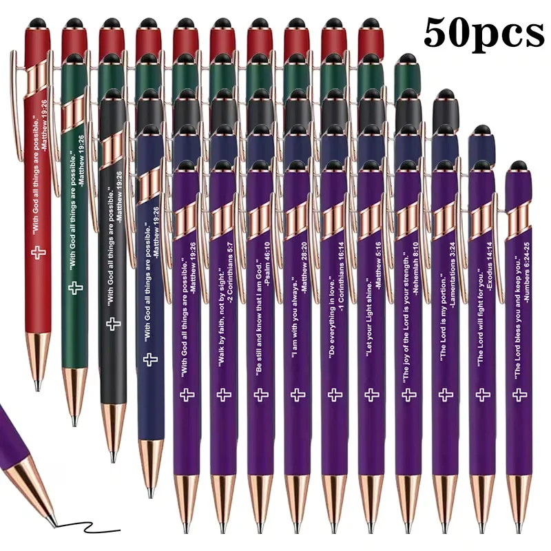 50 Stück Stifte mit einem Kreuzdesign, inspiriert vom Alten und Neuen Testament, geeignet für Kirchen, Bibelstudium und christliches Schreibwarenbedarf. Image