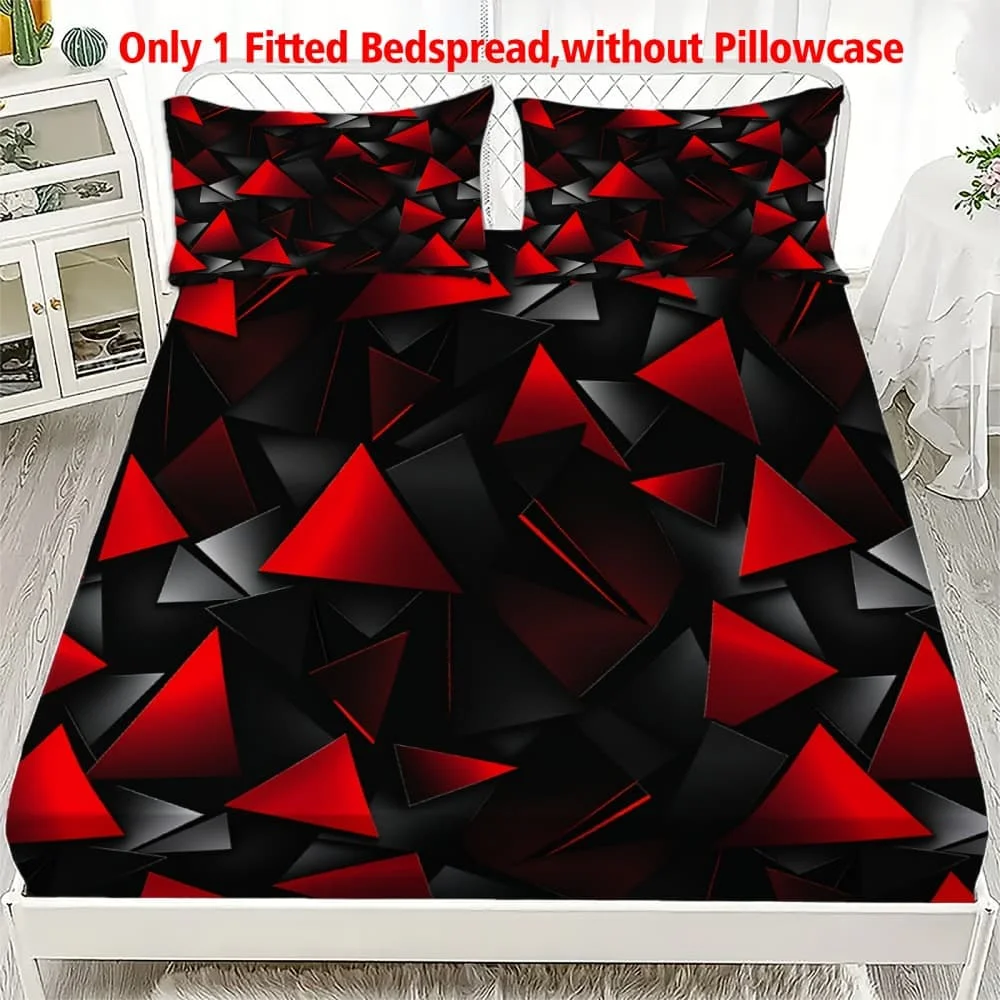 1 Stück Rotes Dreieck Tech-Inspiriertes Spannbettlaken mit Tiefen Taschen Elastischer Matratzenbezug Einzel Doppel Queen King Schlafzimmer Deko Image