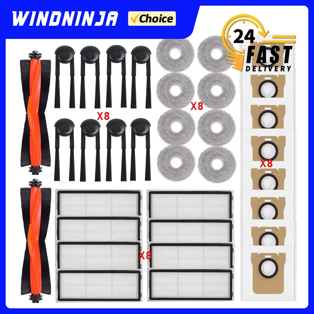 Komplettes Set für Xiaomi Mijia M40S OV31CN Roboterstaubsauger: HEPA-Filter, Wischtuch, Staubbeutel, Hauptbürste, Seitenbürste, Ersatzteile Image