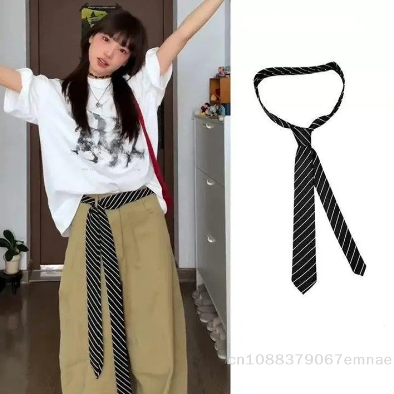 [Z] Langer, schmaler, karierter, gestreifter Taillengürtel mit Jeans-Krawattenschal, dekoratives Accessoire, Haarband mit Persönlichkeit, modisches Accessoire