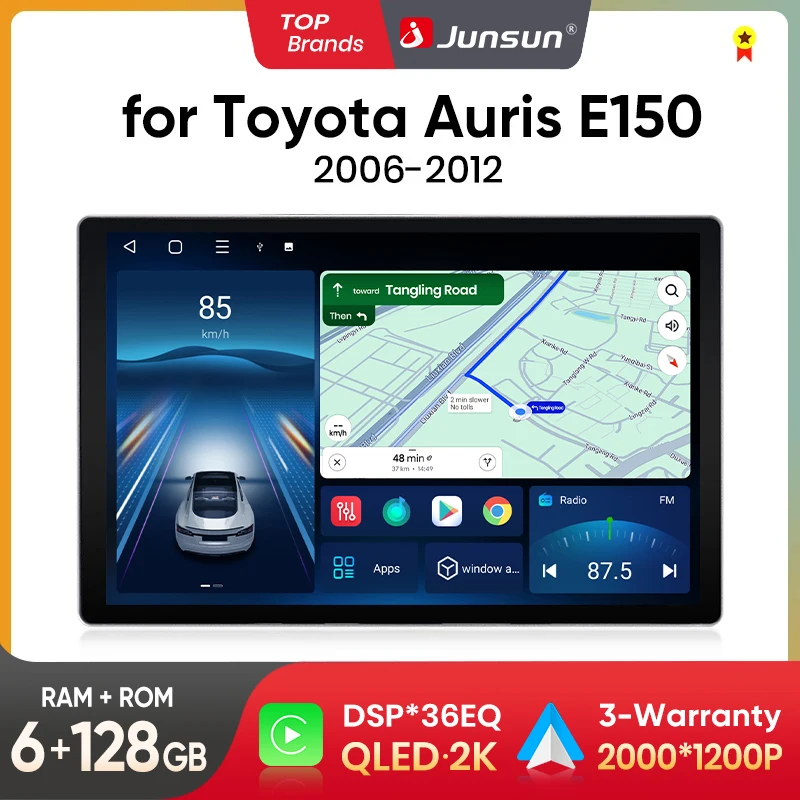 Junsun x7 Serie 11.5 "2k ai Stimme drahtloses Carplay Android Auto Autoradio für Toyota Auris E150 2012-Multimedia Autoradio Image