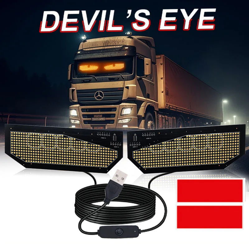 NEW USB Dynamic Devil Eyes Light Car Windshield Dynamic LED Matrix Panel Screen Light for Car Truck Window Decor Lighting