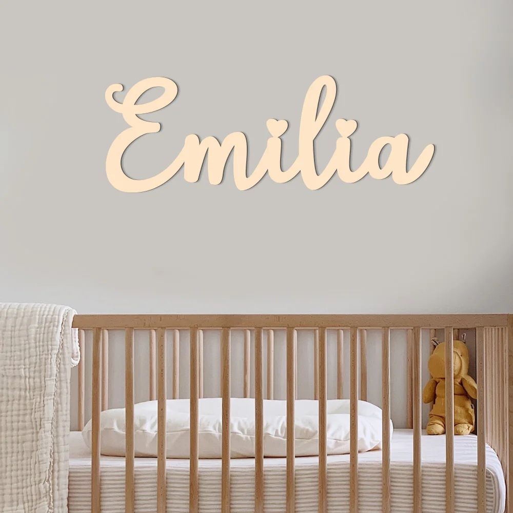 Personalized Wooden Name Sign Custom Nursery Wall Decor Baby Room 29.53 Inches