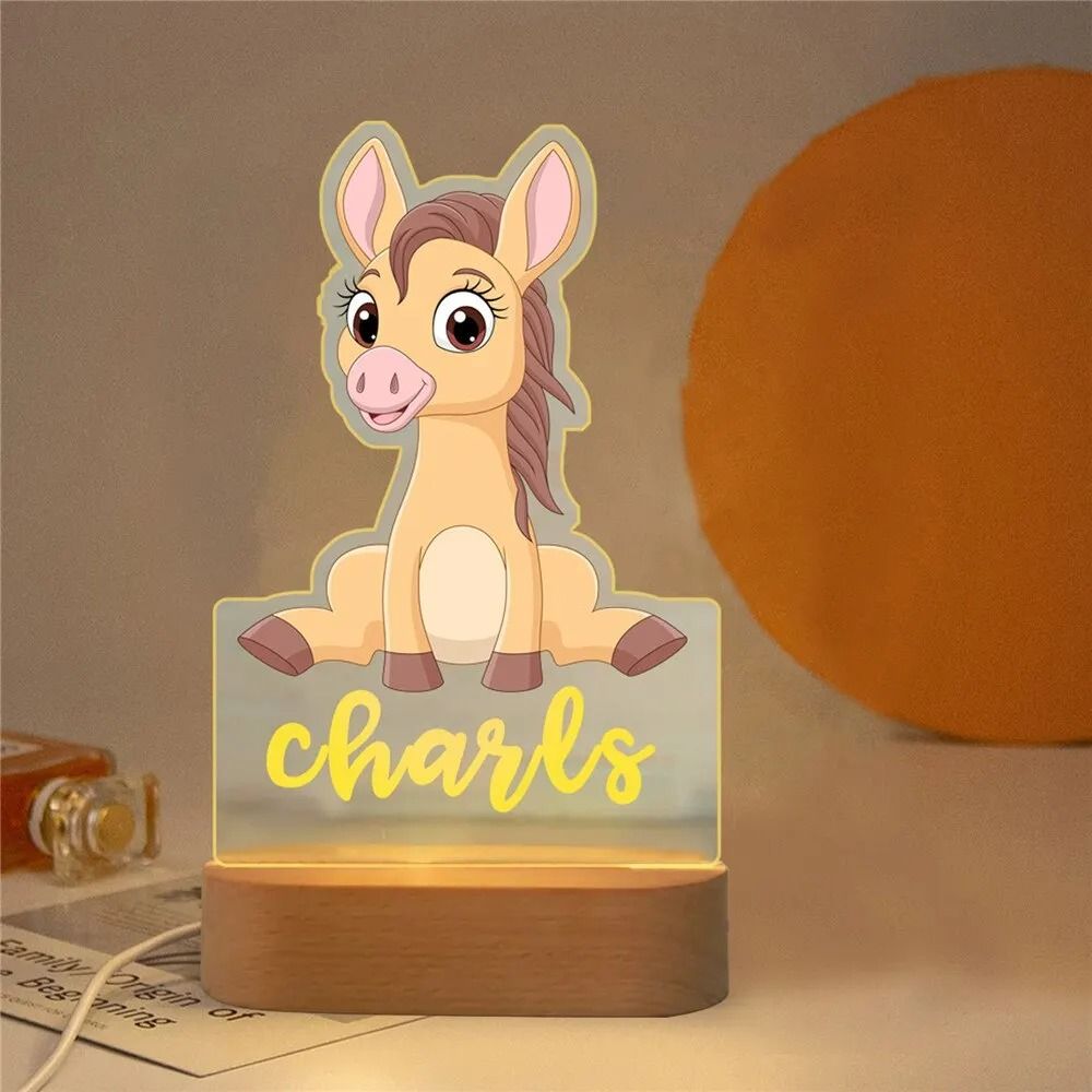 Personalized Kids Night Light Custom Name Animal Lamp For Bedroom Decor 19 warm Light