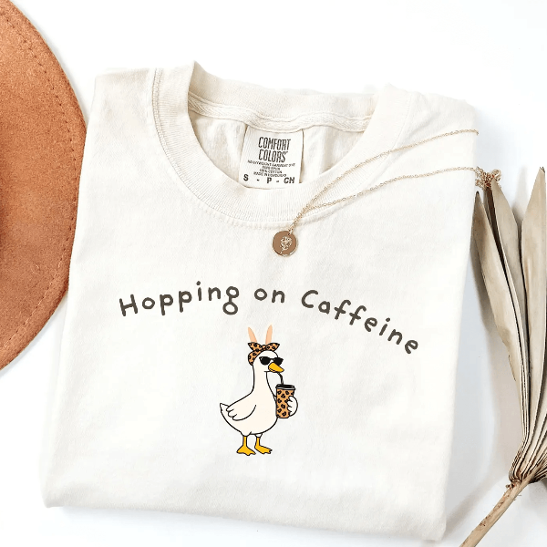 Hopping On Caffeine Easter Goose Shirt Funny Coffee Lover Spring Aesthetic Comfort Colors Tee green 3xl sweatshirt