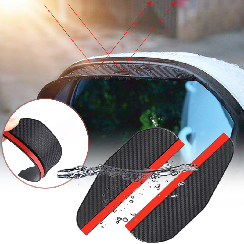 Universal Carbon Fiber Side Mirror Rain Guard black