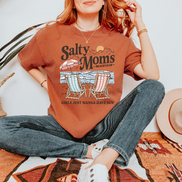 Salty Moms Beach Club Shirt Funny Beach Mom Graphic Tee Summer Gift red s sweatshirt