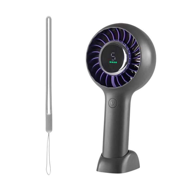 Portable Handheld Fan With Digital Display Rechargeable USB Fan Speed Cooling Fan dark Grey