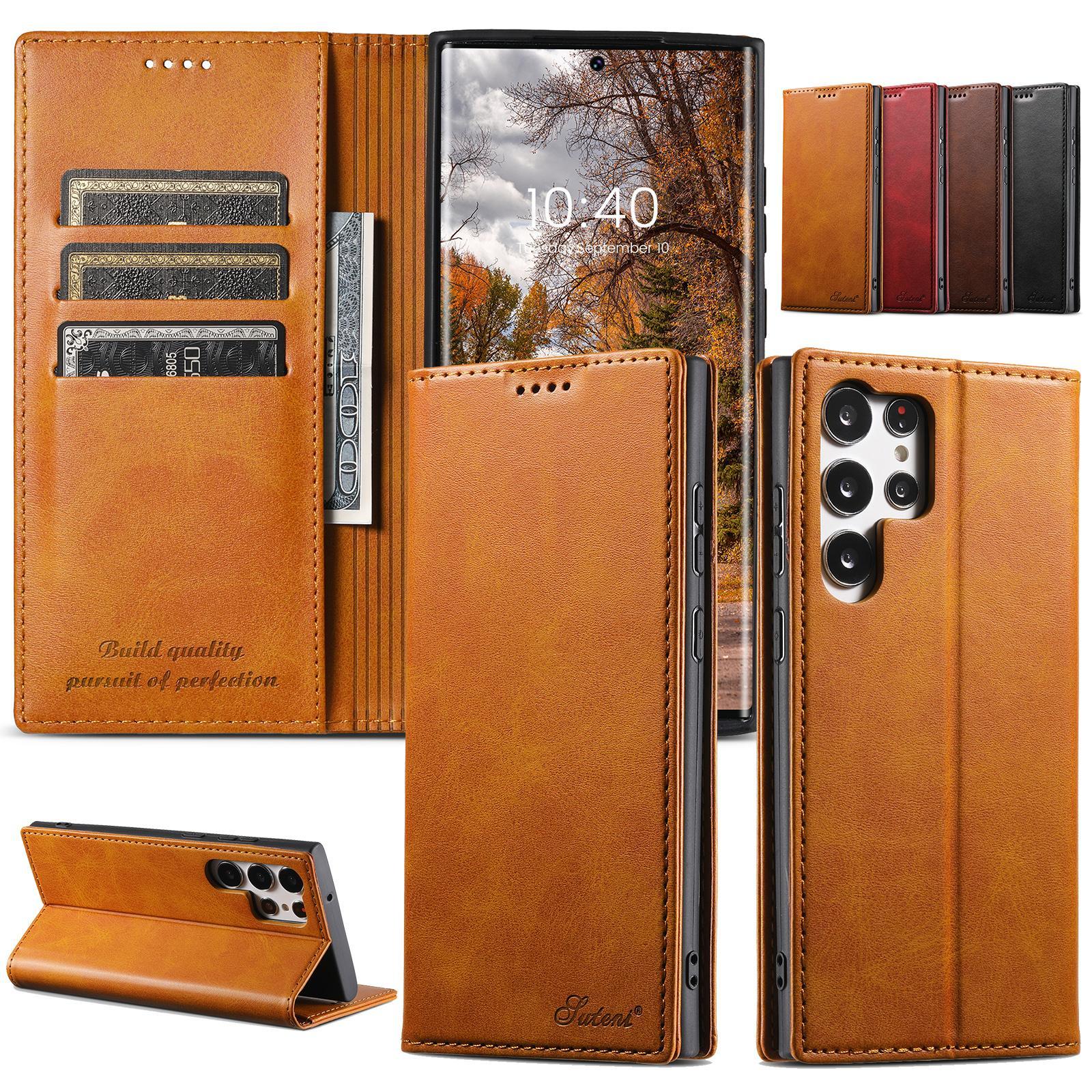 Samsung Galaxy Leather Wallet Case Flip Cover With Kickstand Shockproof Protection For Samsung Galaxy S24+ 5G black