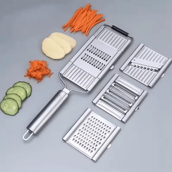 4 in 1 Stainless Steel Vegetable Slicer & Mandoline Cutter Set With Shredder And Grater 4 piece Set