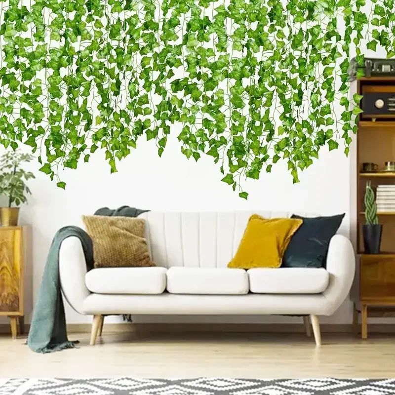 Artificial Ivy Leaf Garland Faux Green Vine Hanging Plants For Home Garden Wedding Party Decor grapes 13.1 Ft 2 Strings