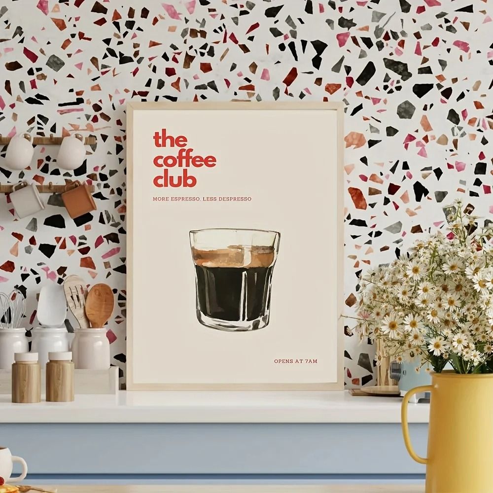 Retro Coffee Wall Art Canvas Chic Cafe Poster Kitchen Decor 02 50x75 Cm unframed