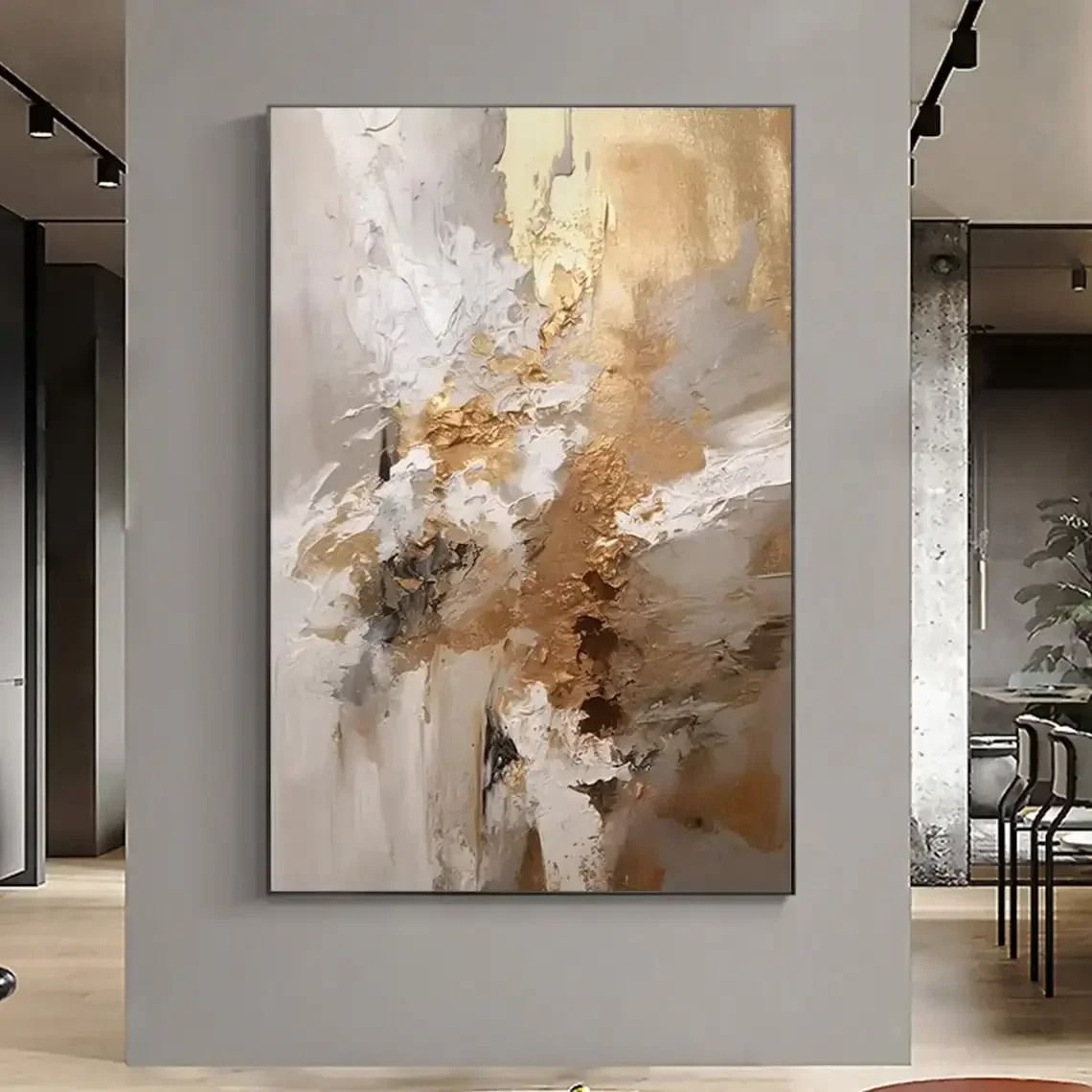 Abstract Texture Oil Painting Minimalist Gold Wall Decor Large Handmade Style Canvas Art For Luxury Living Room style 3 16x24 In