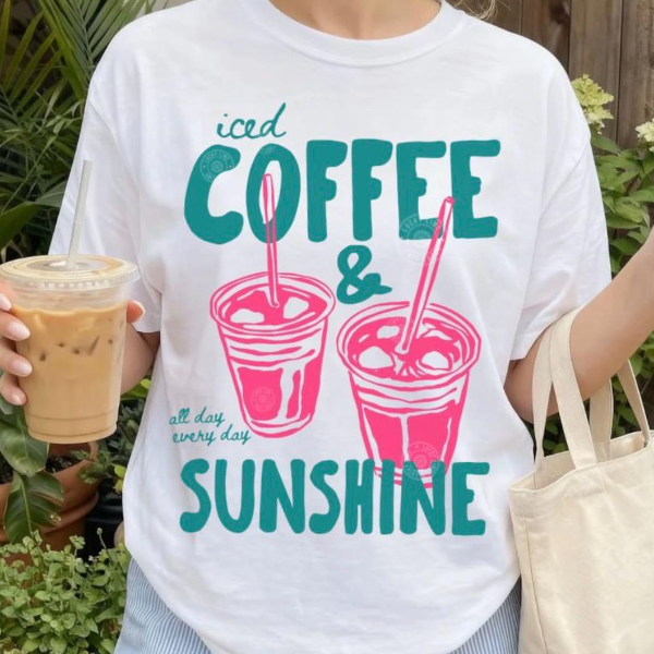 Iced Coffee And Sunshine Shirt, Iced Coffee Shirt, Coffee Lover Gift, Summer Graphic Tee, Summer Vibes Shirt, Coffee TSh light Green 3xl t Shirt