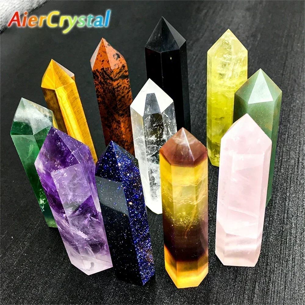 Natural Crystal Point Wand Healing Stone Rose Quartz Amethyst Decorative Energy Crystal 20 1.972.36 Inches