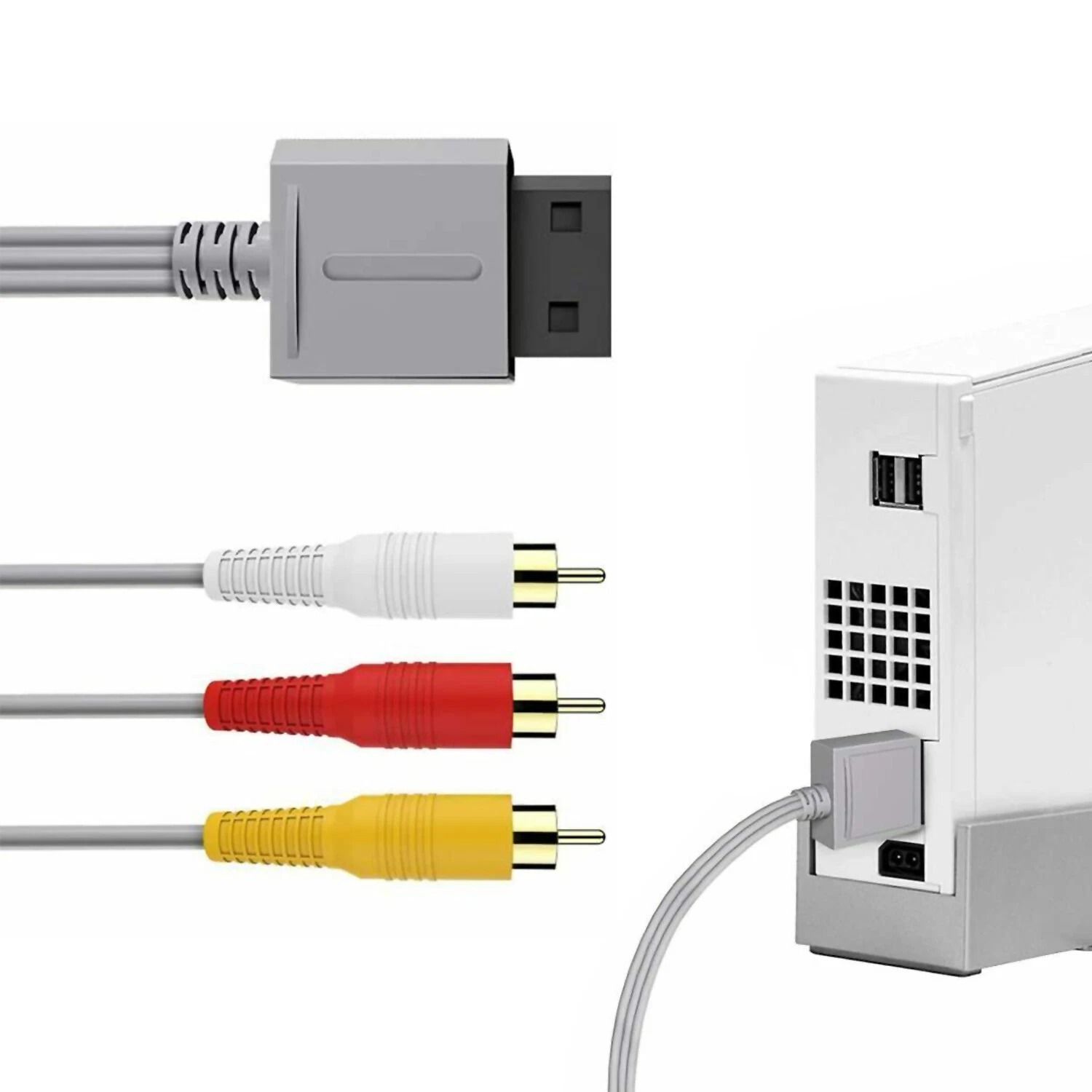 Nintendo Wii AV Cable RCA Composite Audio Video Replacement Cord Nintendo Wii AV Cable RCA Composite Audio Video Replacement Cord