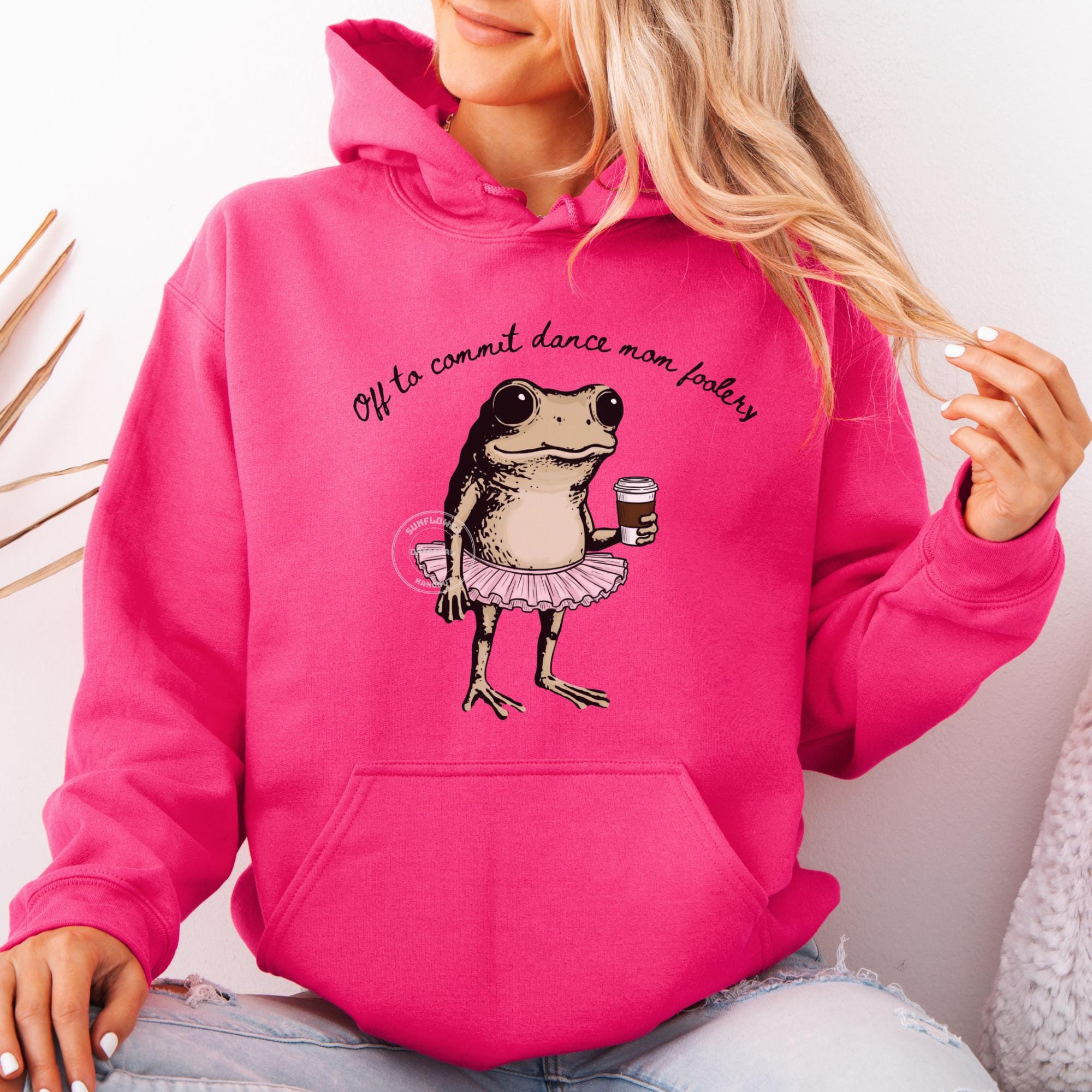 Mom Foolery Hoodie, Funny Dance Mom Frog Sweatshirt, Senior Competition Crew Neck, Ballet Fan Gift maroon s t Shirt