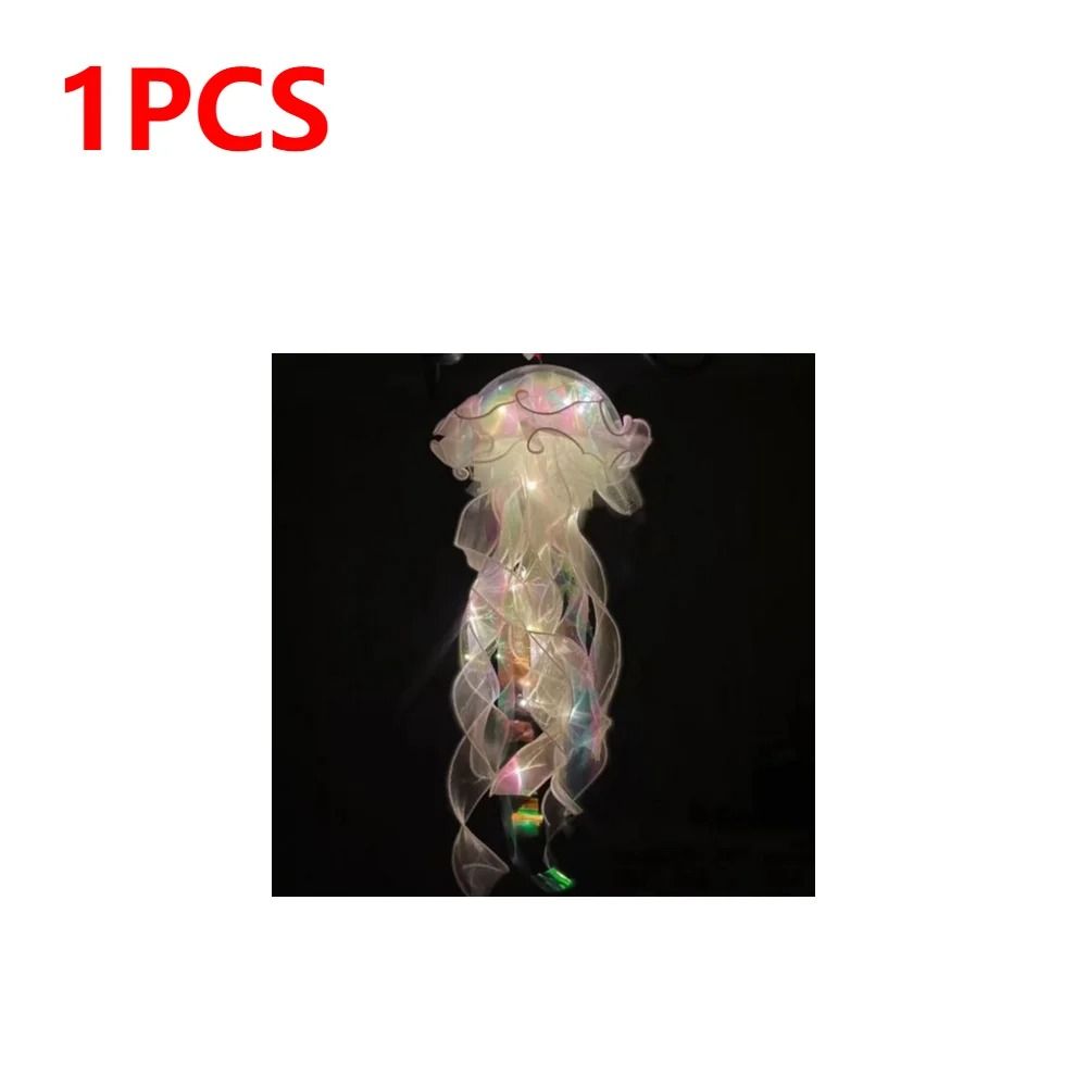 Colorful Jellyfish LED Night Light Hanging Pendant Ambient Lamp white 2 Pcs