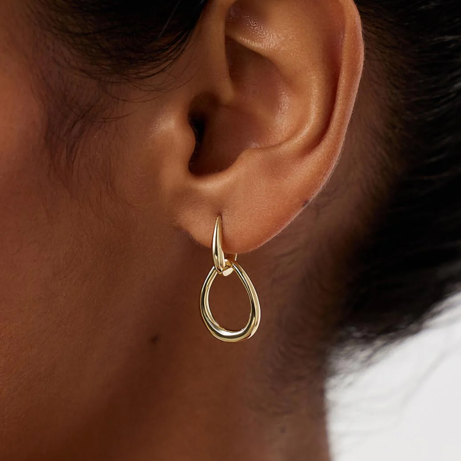 Sterling Silver Gold Water Drop Hoop Earrings Dainty Wedding Jewelry For Women gold Silver