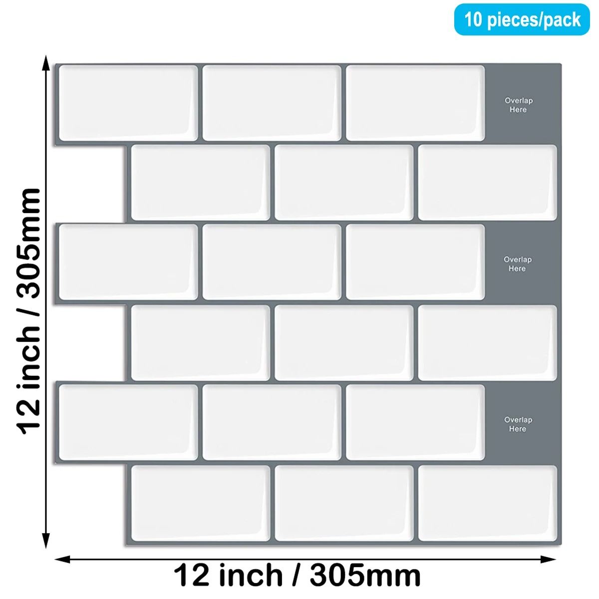 3D Peel And Stick Tiles Waterproof Kitchen Wall Sticker Set 15