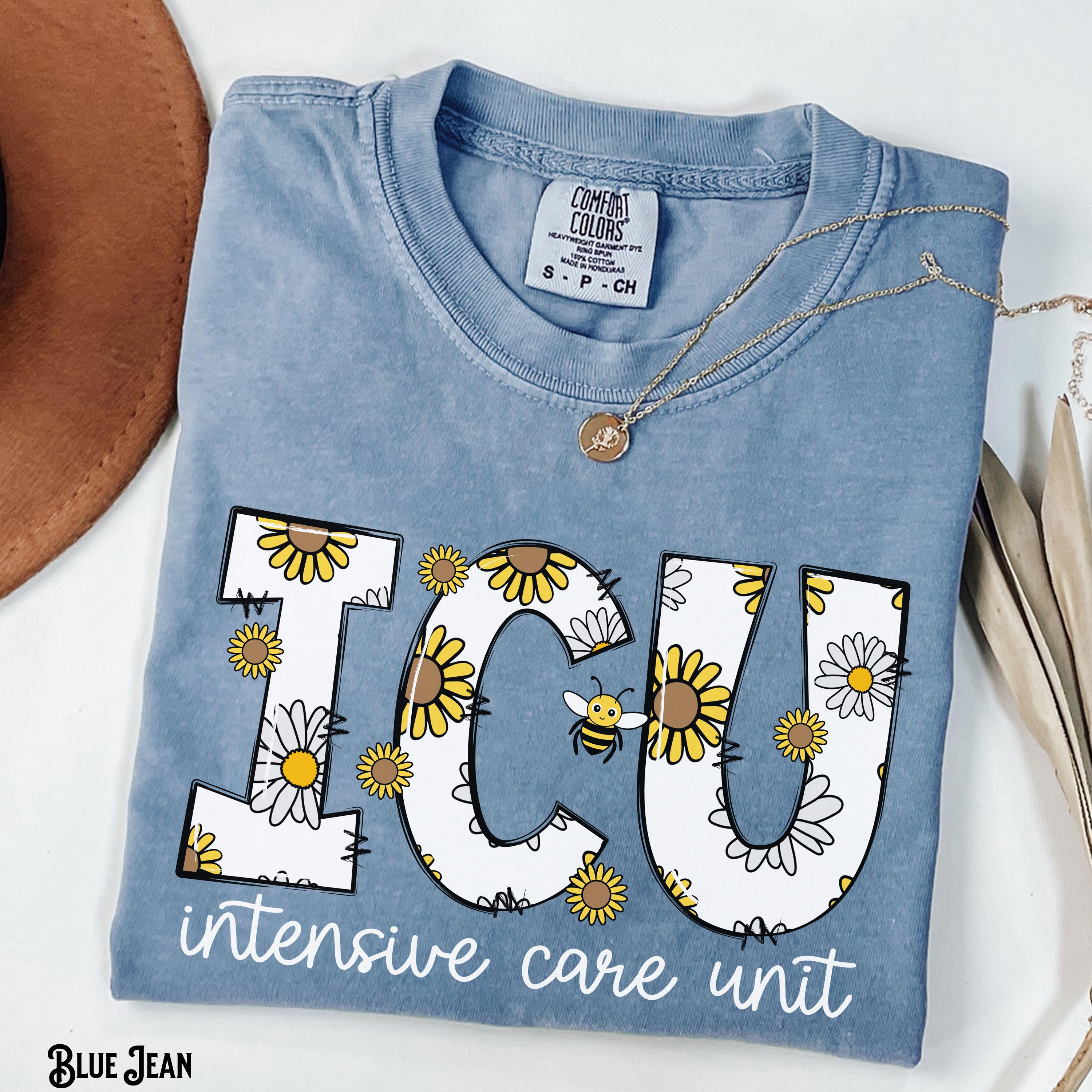 ICU Nurse Shirt Daisy Intensive Care Unit Graphic Tee Nurse Gift navy 3xl sweatshirt