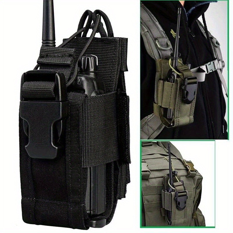 Universal Nylon Walkie Talkie Case Holder Compact Radio Storage Pouch For Outdoor Sports & Travel black