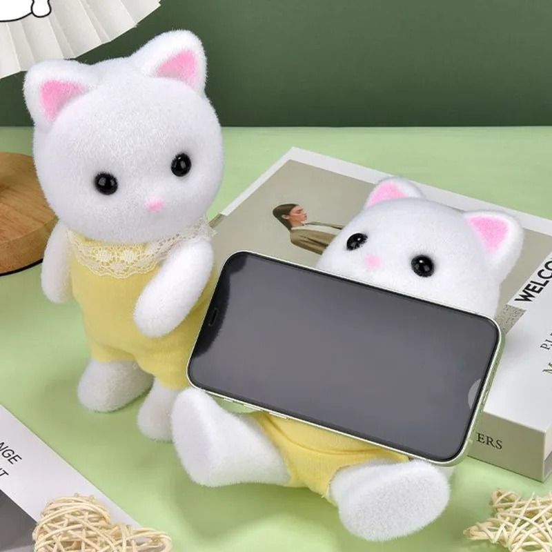 Cute Animal Figure Phone Stand Movable Desktop Decor Holder cat 1 Pc
