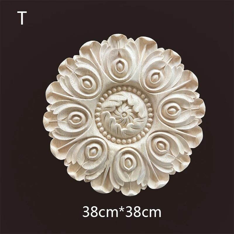 Floral Wood Carved Applique Furniture Onlay Decorative Trim 04