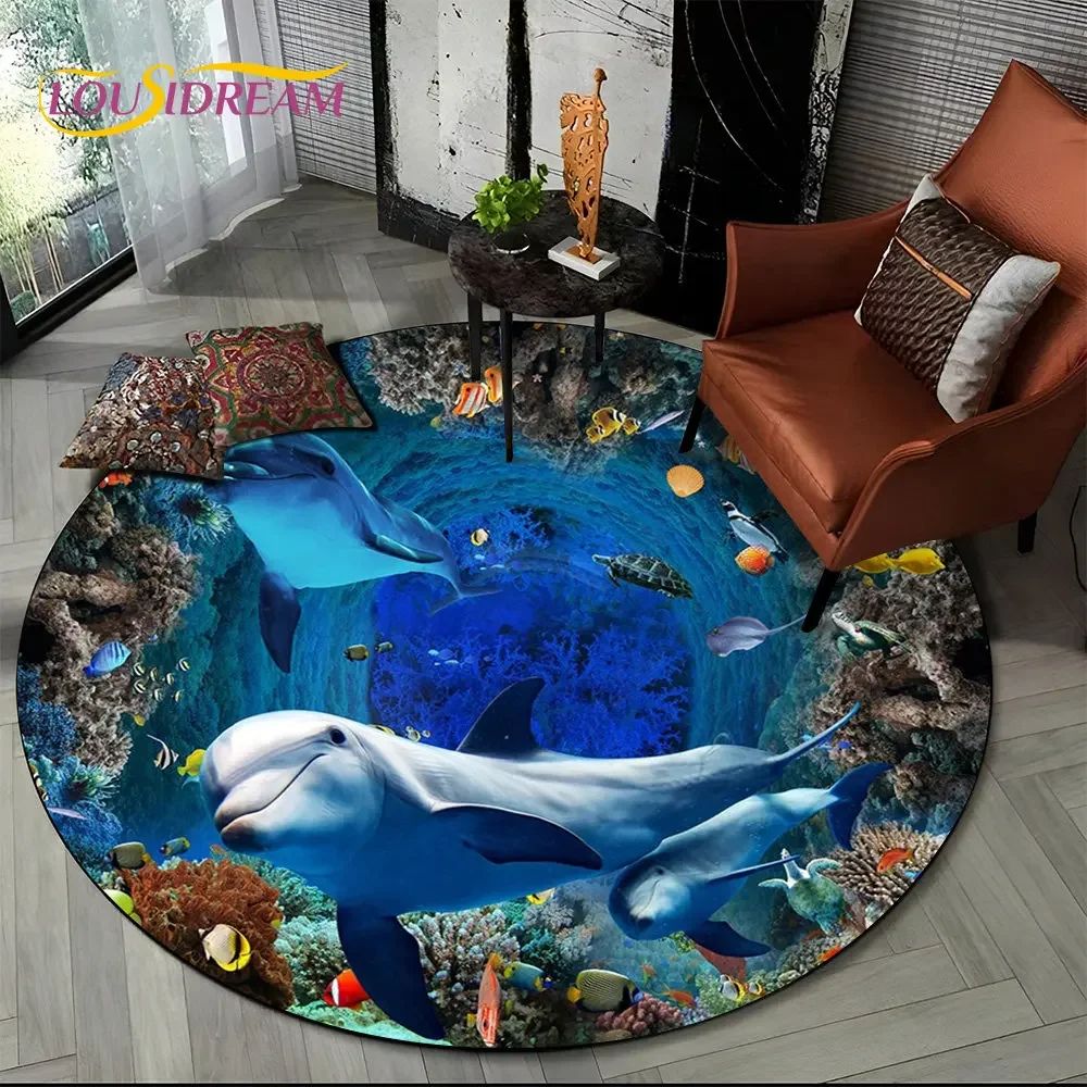 Ocean Dream 3D Dolphin Illusion Area Rug For Living Room Bedroom 6 59in